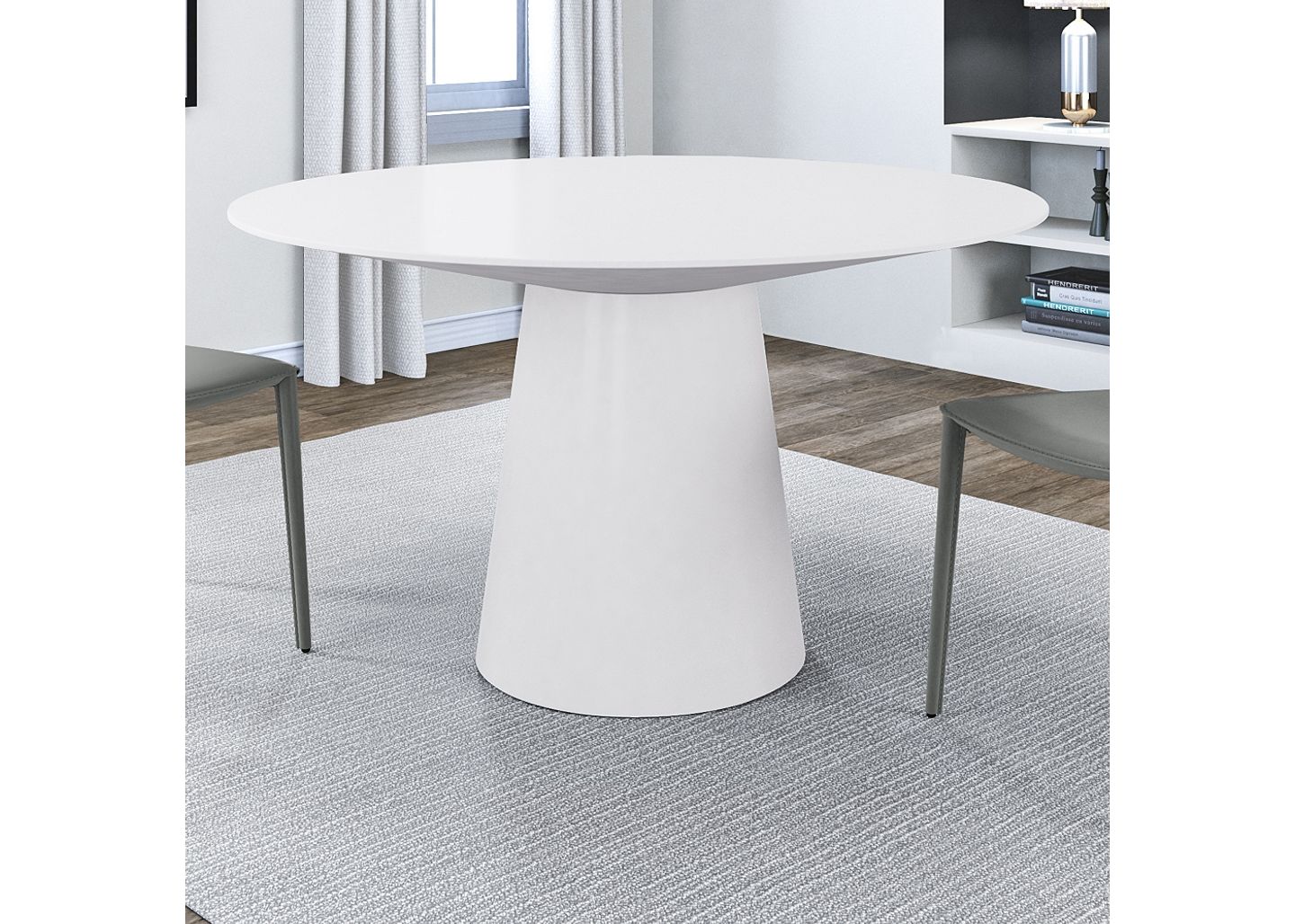 Euro Style Wesley 53 1/4" Wide White Lacquered Wood Round Dining Table